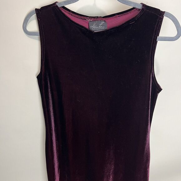 VINTAGE Kathie Lee Maxi Dress Women's Small Sleeveless Slit Burgundy Red Ombre - Picture 3 of 9